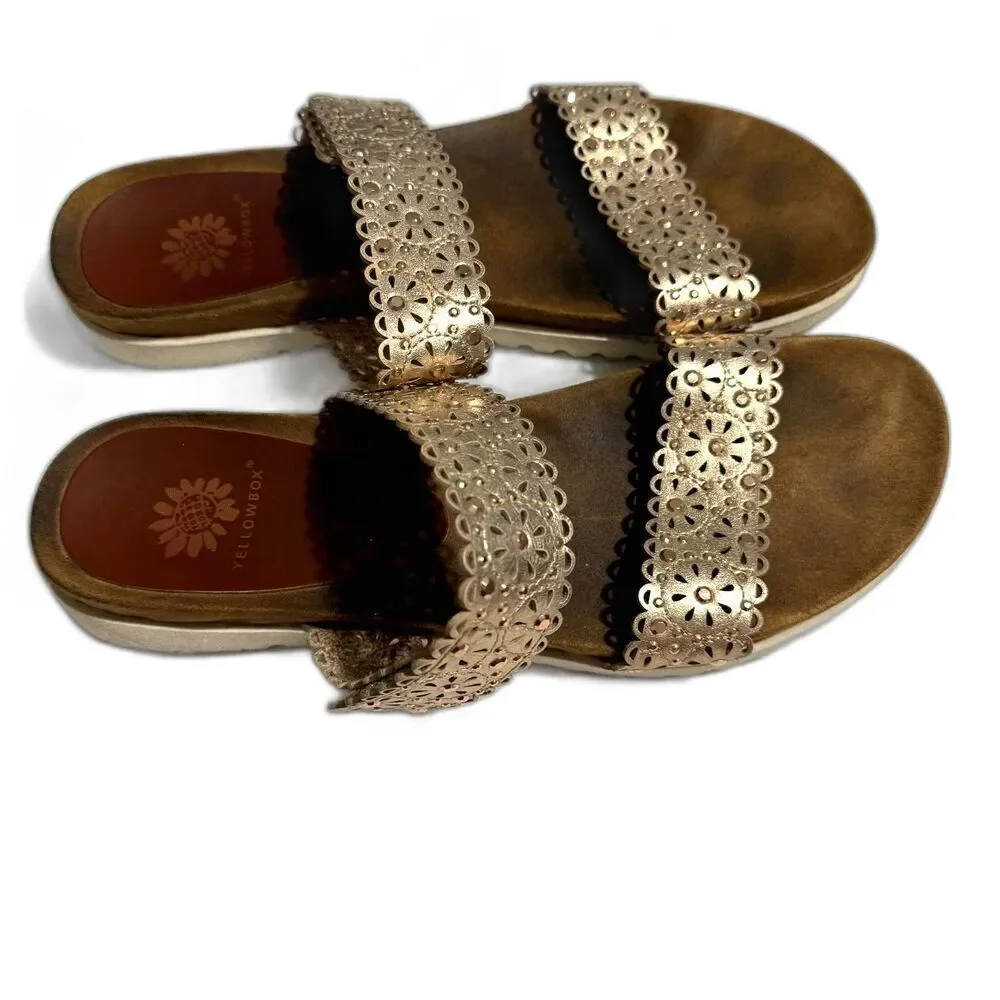 Yellow Box Sandal Mahala Flat Rosegold Comfort Strappy Adjustable Women sz 8.5 - Picture 3 of 11